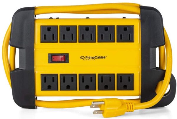 Prime Cables 10 Outlet Power Strip 900 Joules Surge Protector Metal with 6 Foot Cord